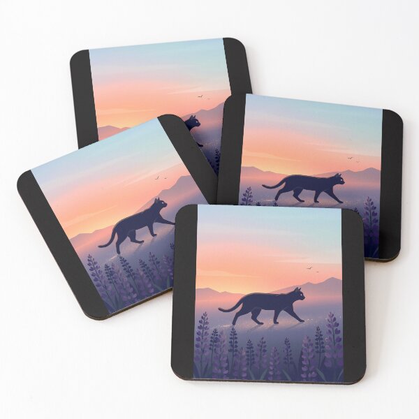 Item preview, Peaceful Journey:  Black Cat in Pastel Sunset Landscape designed and sold by PurrfectHome.