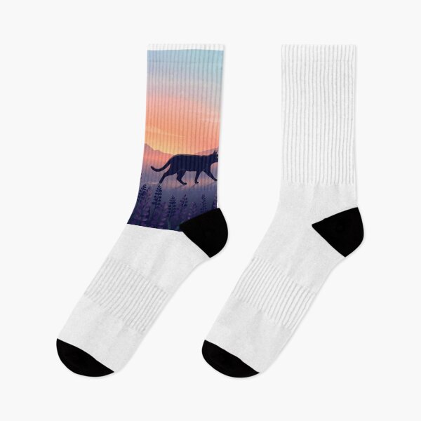 Item preview, Peaceful Journey:  Black Cat in Pastel Sunset Landscape designed and sold by PurrfectHome.