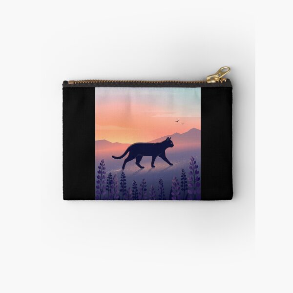 Item preview, Peaceful Journey:  Black Cat in Pastel Sunset Landscape designed and sold by PurrfectHome.