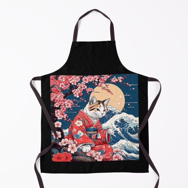 Item preview, Great Wave of Cats Vintage Japanese Woodblock Neko Art designed and sold by Catophile.
