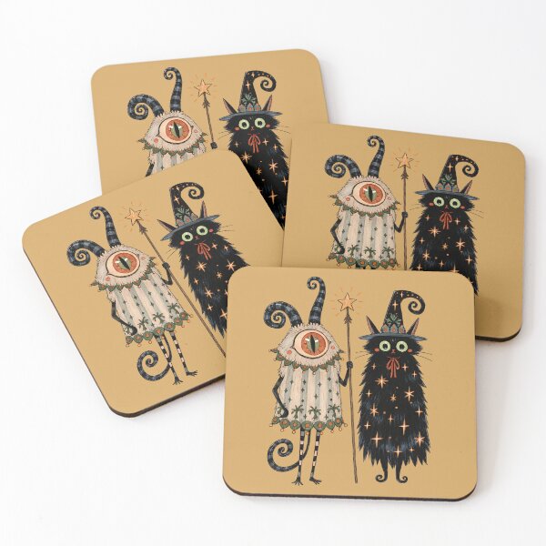 Item preview, Cute Witch Cats with Magic Wands and Spooky Stars designed and sold by MythicMood.