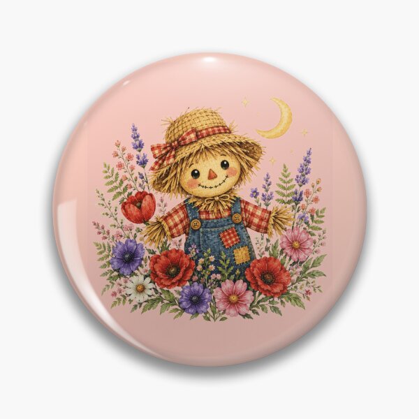 Item preview, Fall Floral Scarecrow | Cute Autumn Garden & Vintage Country Graphics designed and sold by PrintSpire Studios.