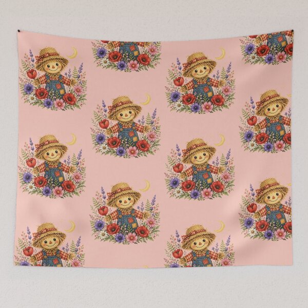 Item preview, Fall Floral Scarecrow | Cute Autumn Garden & Vintage Country Graphics designed and sold by PrintSpire Studios.