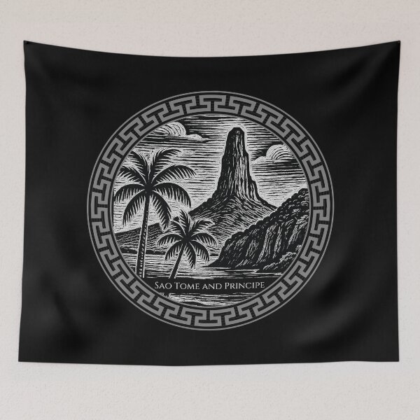Item preview, Sao Tome and Principe Vintage Woodcut Art designed and sold by Thistle-TShop.