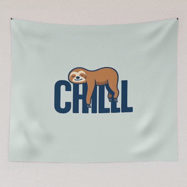 Item preview, Cute Chill Sloth Sleeping on Typography Lazy Vibes Graphic designed and sold by VibeShift Studio.