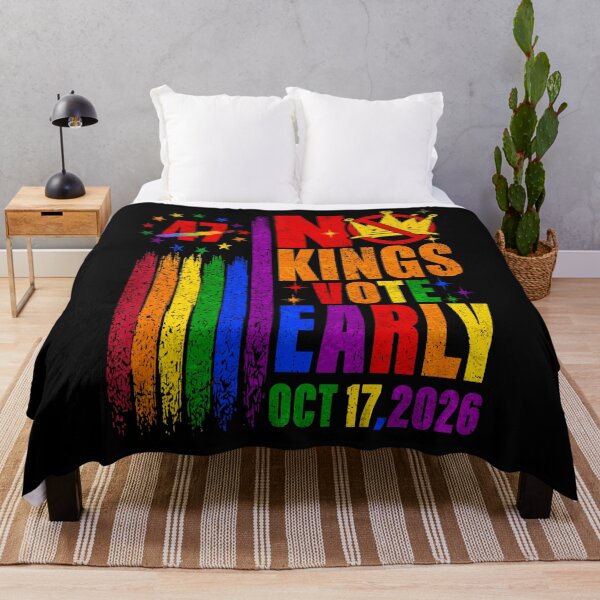 Item preview, No Kings Vote Early Oct 17 2026 Rainbow American Flag Pride Anti Trump 47 designed and sold by elongatedjazz.