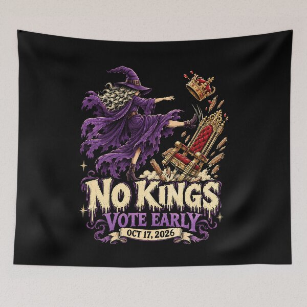 Item preview, No Kings Vote Early Oct 17 2026 Witch Kicking Throne Crown designed and sold by watanabeee.