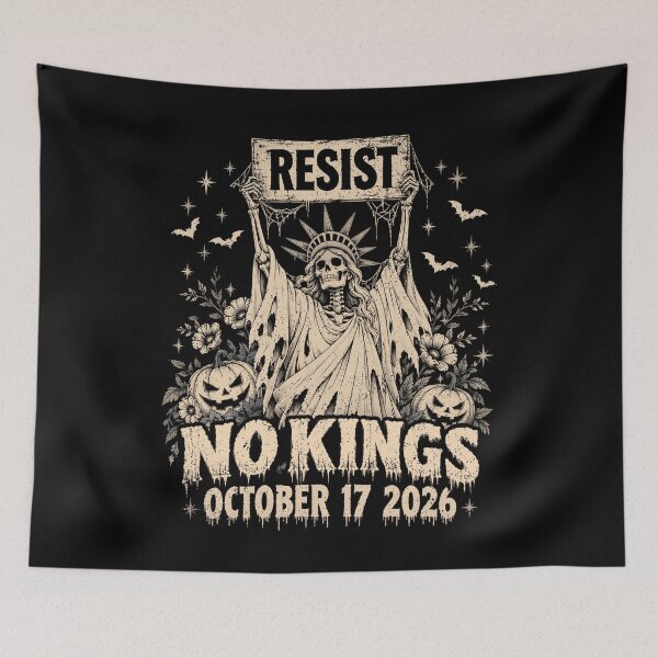 Item preview, Resist No Kings October 17 2026 Skeleton Statue Of Liberty designed and sold by Ortigzitoun.
