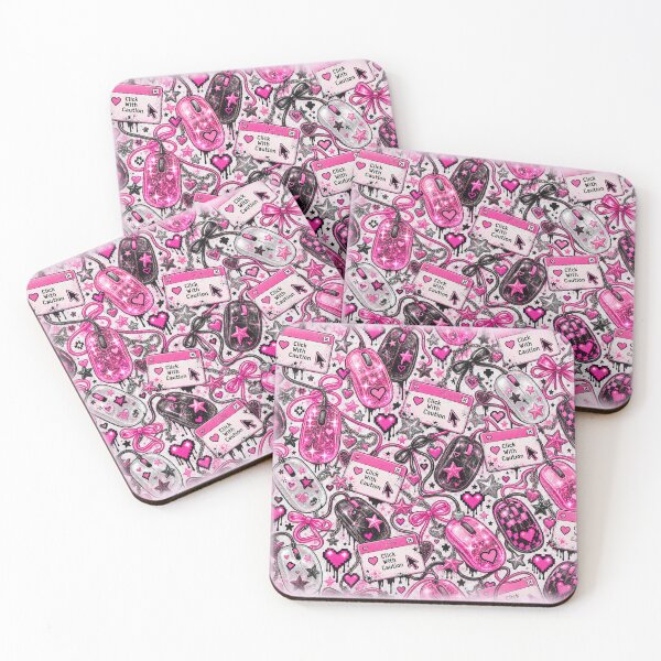 Item preview, Click With Caution Y2K Pink Computer Mouse Grunge Pattern designed and sold by MetaModel Editions.