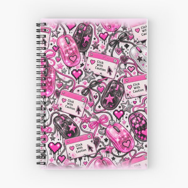 Item preview, Click With Caution Y2K Pink Computer Mouse Grunge Pattern designed and sold by MetaModel Editions.