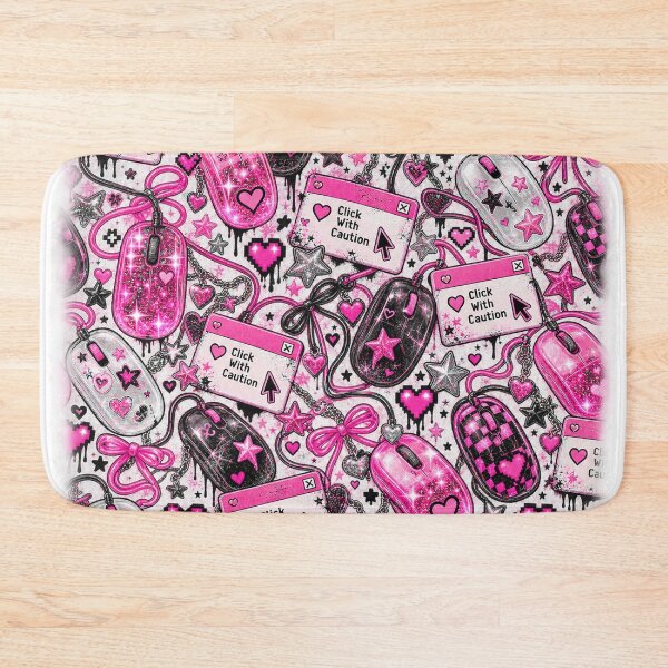 Item preview, Click With Caution Y2K Pink Computer Mouse Grunge Pattern designed and sold by MetaModel Editions.