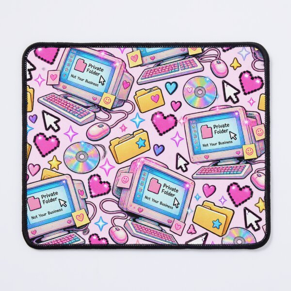 Item preview, Private Folder Not Your Business Y2K Retro Computer Pattern designed and sold by MetaModel Editions.