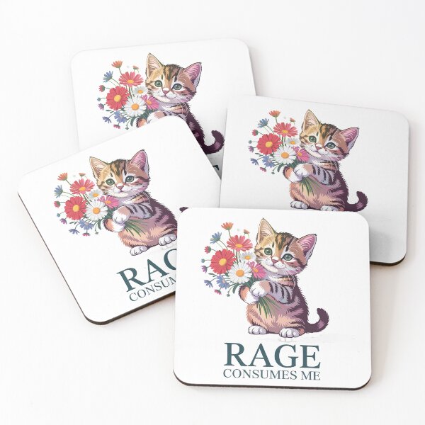 Item preview, Rage Consumes Me – Cute Kitten With Flowers Ironic Cat Design designed and sold by LoFizzy.