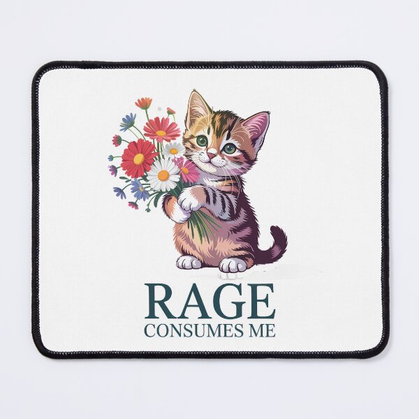Item preview, Rage Consumes Me – Cute Kitten With Flowers Ironic Cat Design designed and sold by LoFizzy.