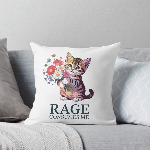 Item preview, Rage Consumes Me – Cute Kitten With Flowers Ironic Cat Design designed and sold by LoFizzy.