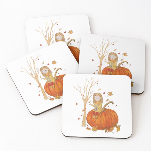 Item preview, Autumn magic with pumpkin and lantern – colored pencil illustration designed and sold by alilu-art .