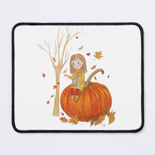 Item preview, Autumn magic with pumpkin and lantern – colored pencil illustration designed and sold by alilu-art .