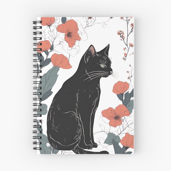 Item preview, Aesthetic Black Cat Floral Autumn Plants Bright Color Art designed and sold by Catophile.