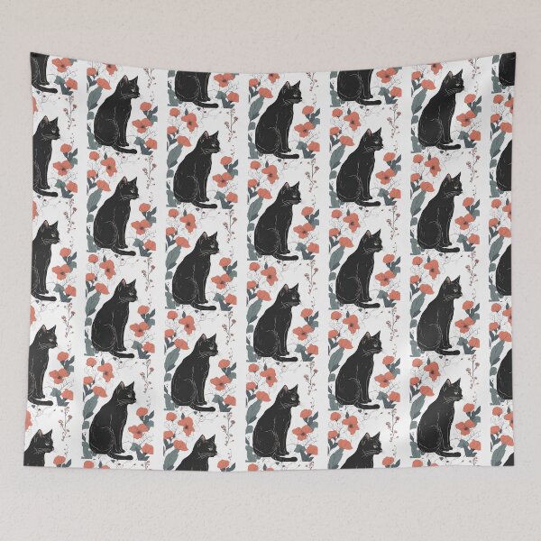 Item preview, Aesthetic Black Cat Floral Autumn Plants Bright Color Art designed and sold by Catophile.