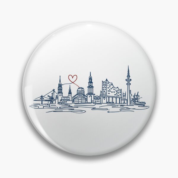 Artikelvorschau, Hamburg Skyline – Moderne One Line Art Herz entworfen und verkauft von Pineapple-Tree.