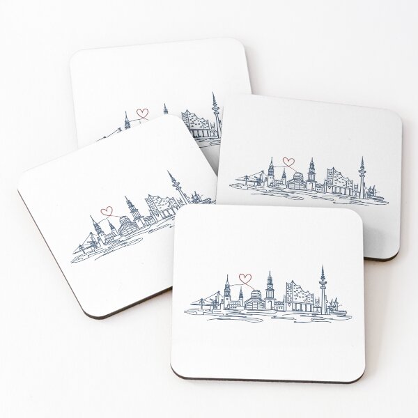 Item preview, Hamburg Skyline – Modern One Line Art Heart designed and sold by Pineapple-Tree.