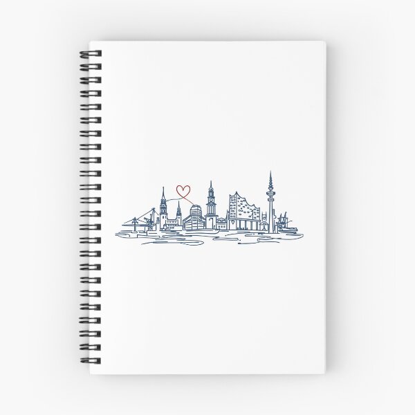 Item preview, Hamburg Skyline – Modern One Line Art Heart designed and sold by Pineapple-Tree.