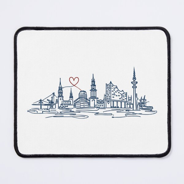 Item preview, Hamburg Skyline – Modern One Line Art Heart designed and sold by Pineapple-Tree.