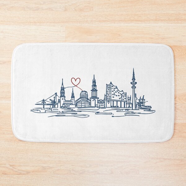 Item preview, Hamburg Skyline – Modern One Line Art Heart designed and sold by Pineapple-Tree.
