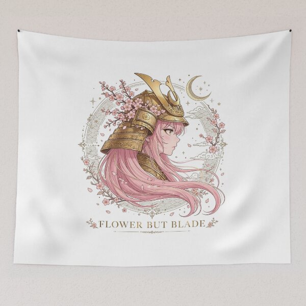 Item preview, Flower But Blade - Pink Hair Samurai Girl Cherry Blossom Anime Aesthetic designed and sold by zwnexura.
