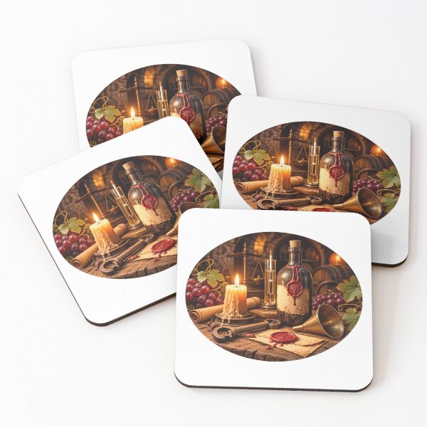 Item preview, Vintage Wine Cellar Still Life - Medieval European Wine & Vineyard Heritage designed and sold by CzipipitoStudio.