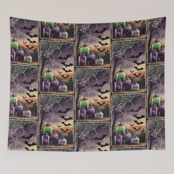 Item preview, Gothic Halloween Apothecary Bats Spider Web designed and sold by BriSher.