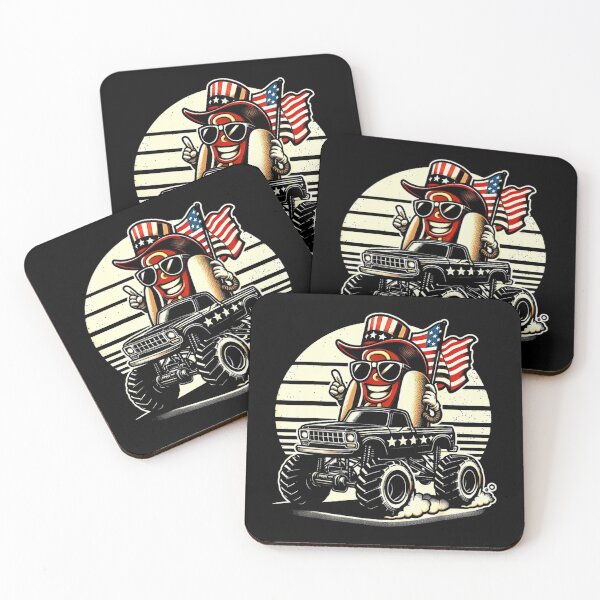 Item preview, Patriotic Hot Dog Monster Truck US Flag Sunset designed and sold by SusanKohl.