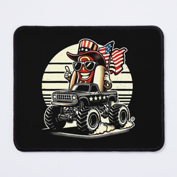 Item preview, Patriotic Hot Dog Monster Truck US Flag Sunset designed and sold by SusanKohl.