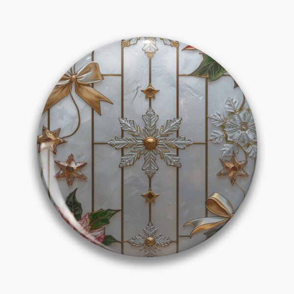 Item preview, Christmas Stained Glass Window of Poinsettias and Snowflakes designed and sold by BriSher.