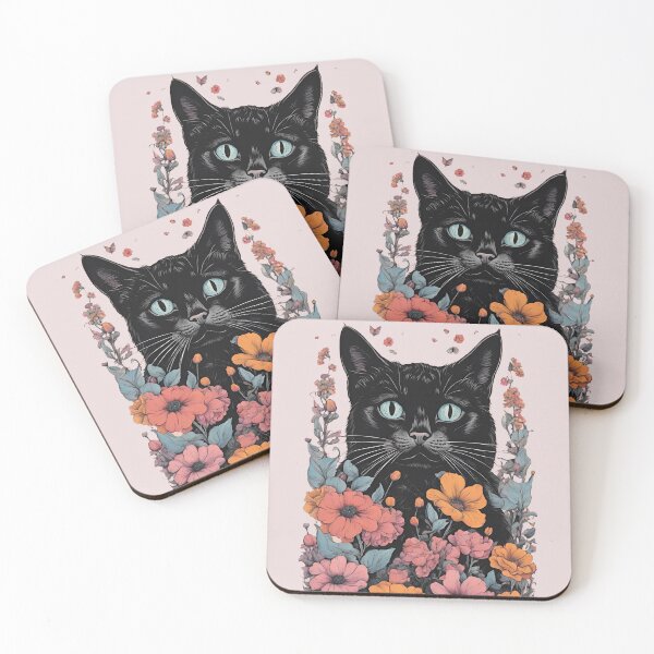 Item preview, Pastel Aesthetic Black Cat Autumn Bloom Fall Floral Art designed and sold by Catophile.