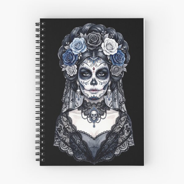 Item preview, Black Blue Catrina Day of the Dead Watercolor designed and sold by PlumArtDesign.