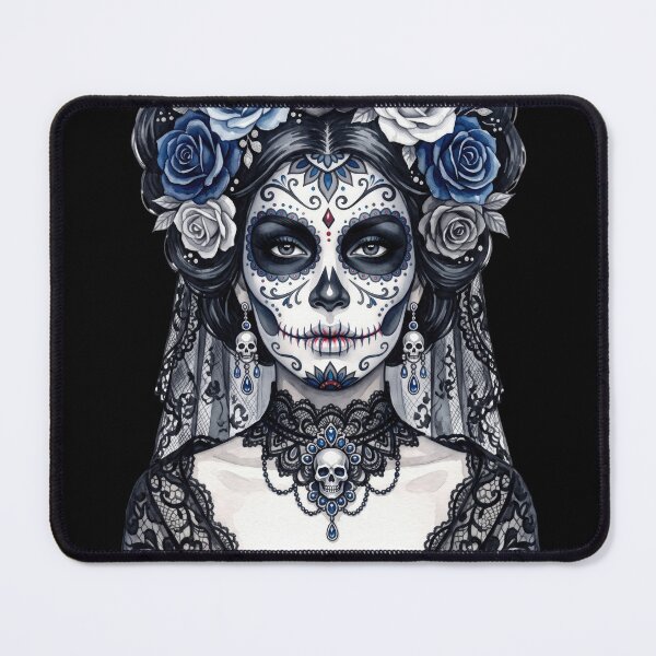 Item preview, Black Blue Catrina Day of the Dead Watercolor designed and sold by PlumArtDesign.