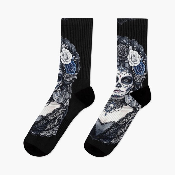 Item preview, Black Blue Catrina Day of the Dead Watercolor designed and sold by PlumArtDesign.