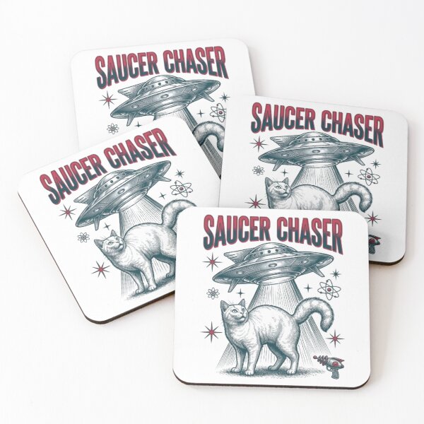 Item preview, Saucer Chaser  Funny Retro Sci-Fi Cat Flying Saucer Cat  UFO Cat Lover  designed and sold by FurRealStudioCo.