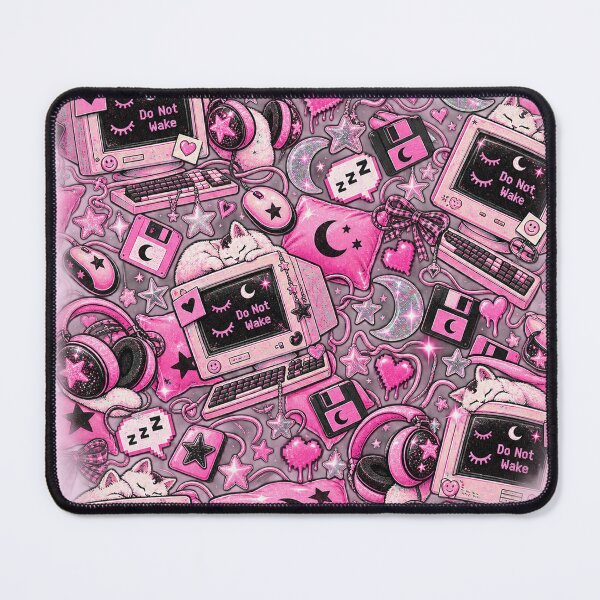 Item preview, Do Not Wake Pink Y2K Computer Sleepy Cat Grunge Pattern designed and sold by MetaModel Editions.