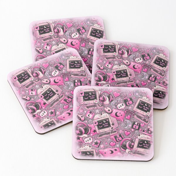 Item preview, Do Not Wake Pink Y2K Computer Sleepy Cat Grunge Pattern designed and sold by MetaModel Editions.