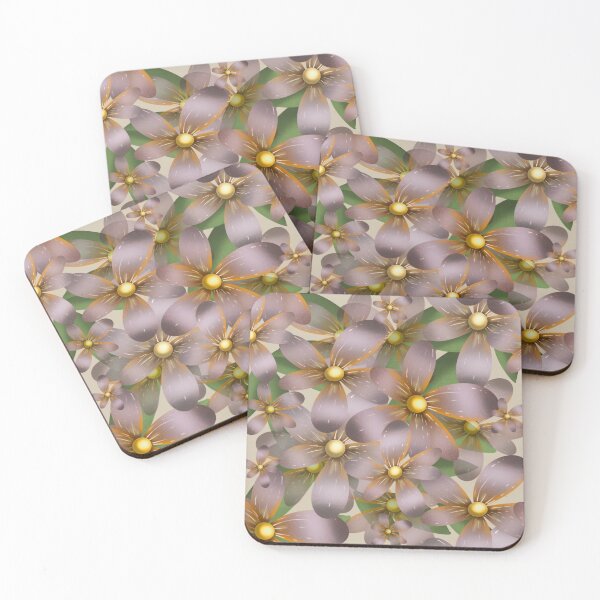 Item preview, Smoky Mauve Wildflowers and Golden Leaves Floral Pattern designed and sold by Almanzart.