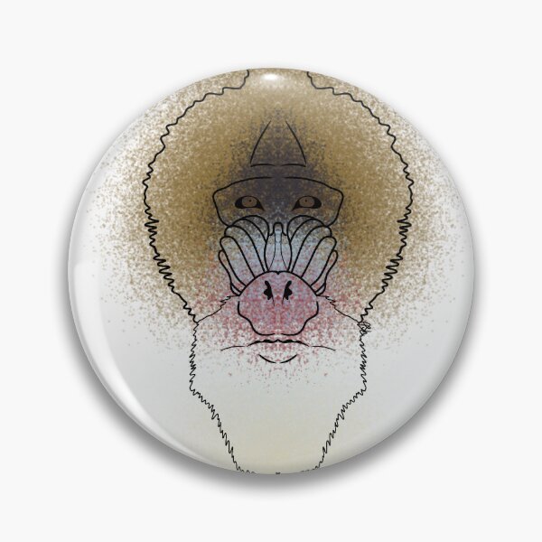 Item preview, Mandrill Monkey Line-art (Brown, Cream, Blue, Red & Black) designed and sold by Burnt_Pikachu.
