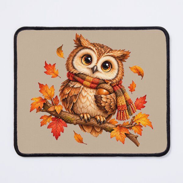 Item preview, Cozy Autumn Owl Wearing a Scarf designed and sold by Safe Haven Pets.