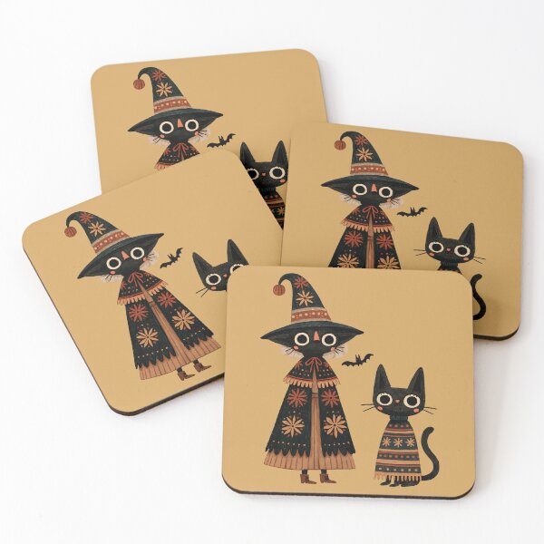 Item preview, Cute Black Cat Witch and Spooky Halloween Kitten designed and sold by MythicMood.