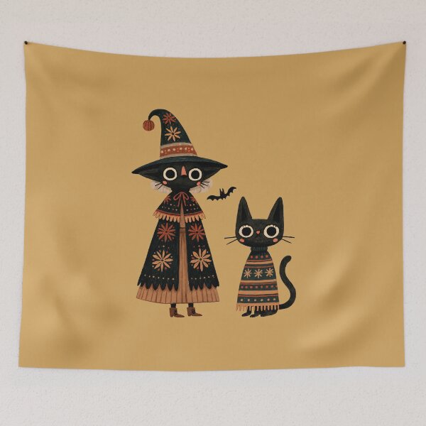 Item preview, Cute Black Cat Witch and Spooky Halloween Kitten designed and sold by MythicMood.