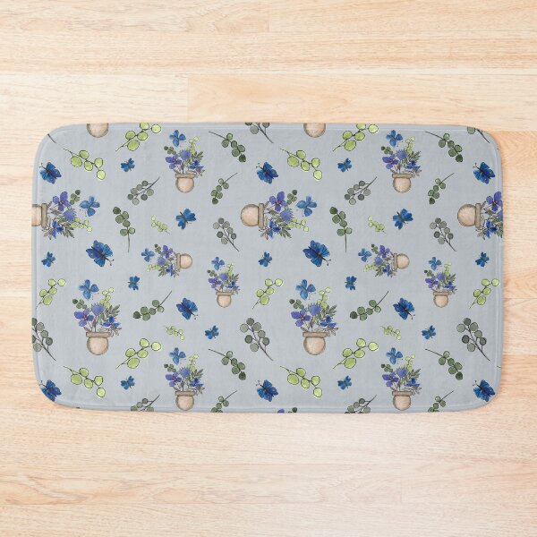 Item preview, Blue Floral Planter and Butterfly Seamless Pattern - Botanical Home Decor designed and sold by Orly Fuchs Galchen.