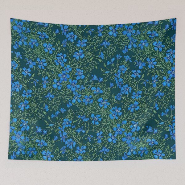 Item preview, Ditsy Royal Blue Meadow Wildflowers on Forest Green designed and sold by Studio BC.