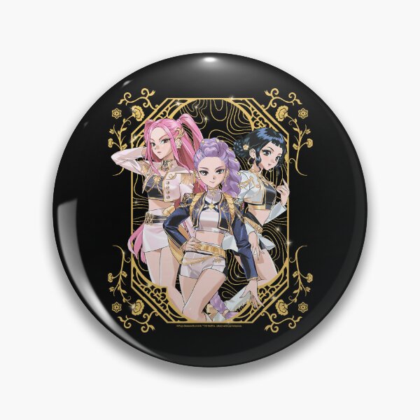 Item preview, KPop Demon Hunters Huntrix Trio Golden Floral Frame designed and sold by khdmalakarak.