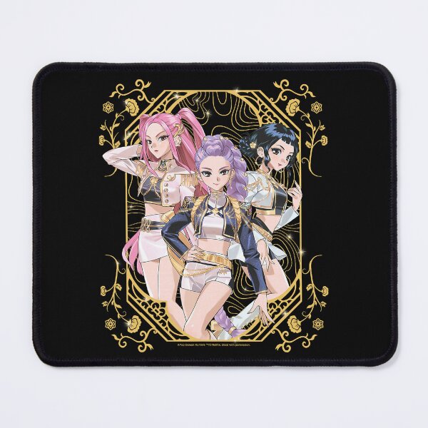 Item preview, KPop Demon Hunters Huntrix Trio Golden Floral Frame designed and sold by khdmalakarak.